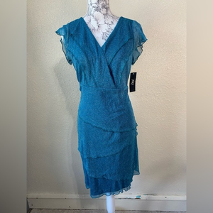 JBS turquoise sparkly multi tiered‎ dress